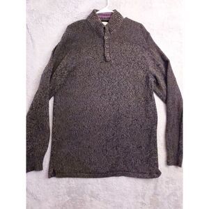 Territory Ahead Sweater Mens Large Tall LT Henley Heavyweight Mock Collar Gray